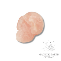 Rose Quartz Crystal Gemstone Carved Skull Right View