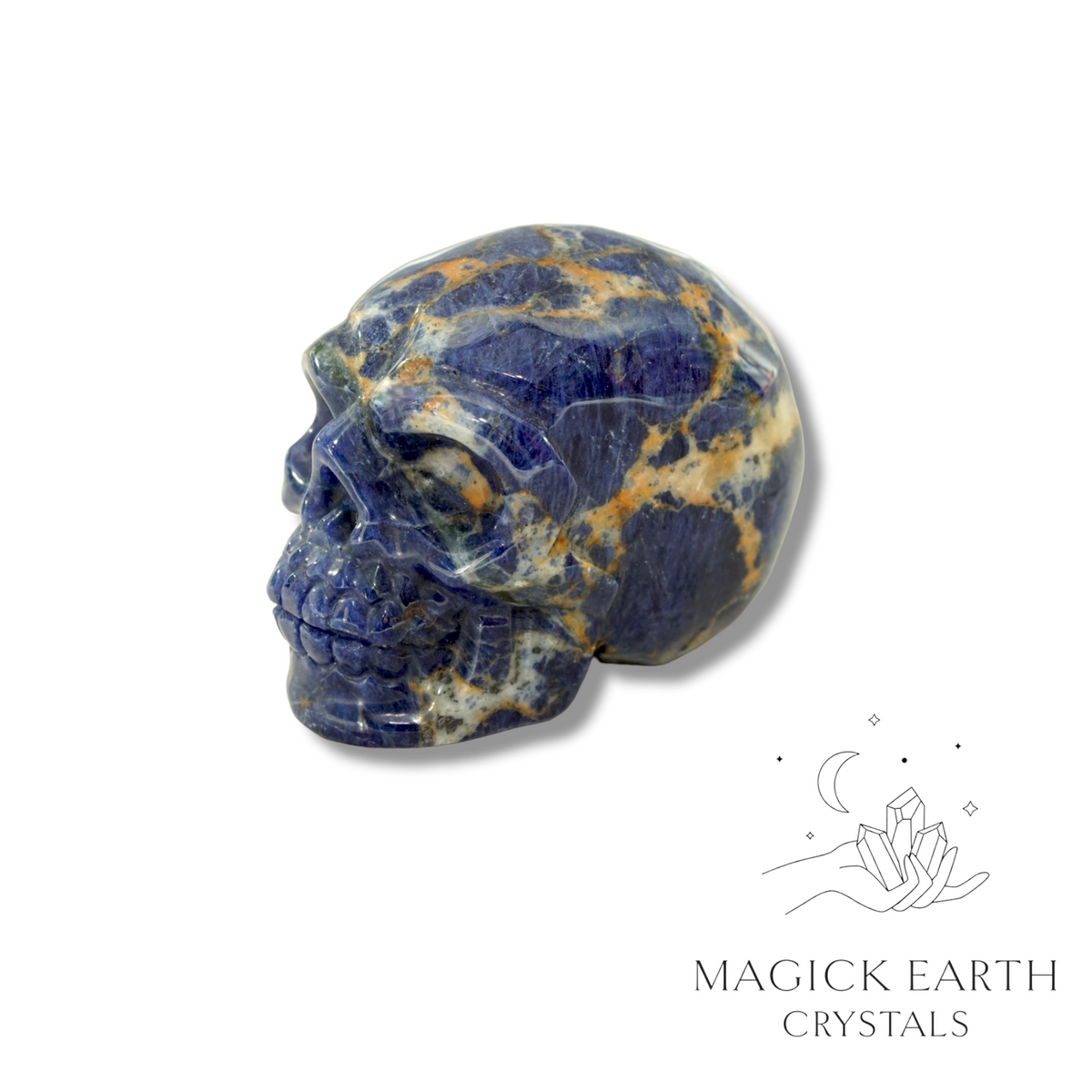 Sodalite Crystal Gemstone Carved Skull Right View