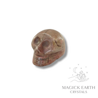 Rhodonite Crystal Gemstone Carved Tiny  Skull Right View