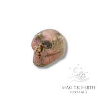 Rhodonite Crystal Gemstone Carved Tiny  Skull Right View