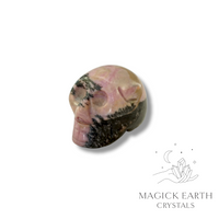 Rhodonite Crystal Gemstone Carved Tiny  Skull Right View