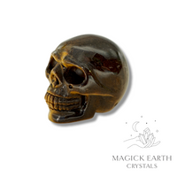 Tiger Eye Crystal Gemstone Carved Skull Right Side