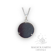 Blue Goldstone Tree of Life Pendant with Platinum Finish Back View