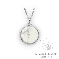 Howlite Tree of Life Pendant with Platinum Finish Back View