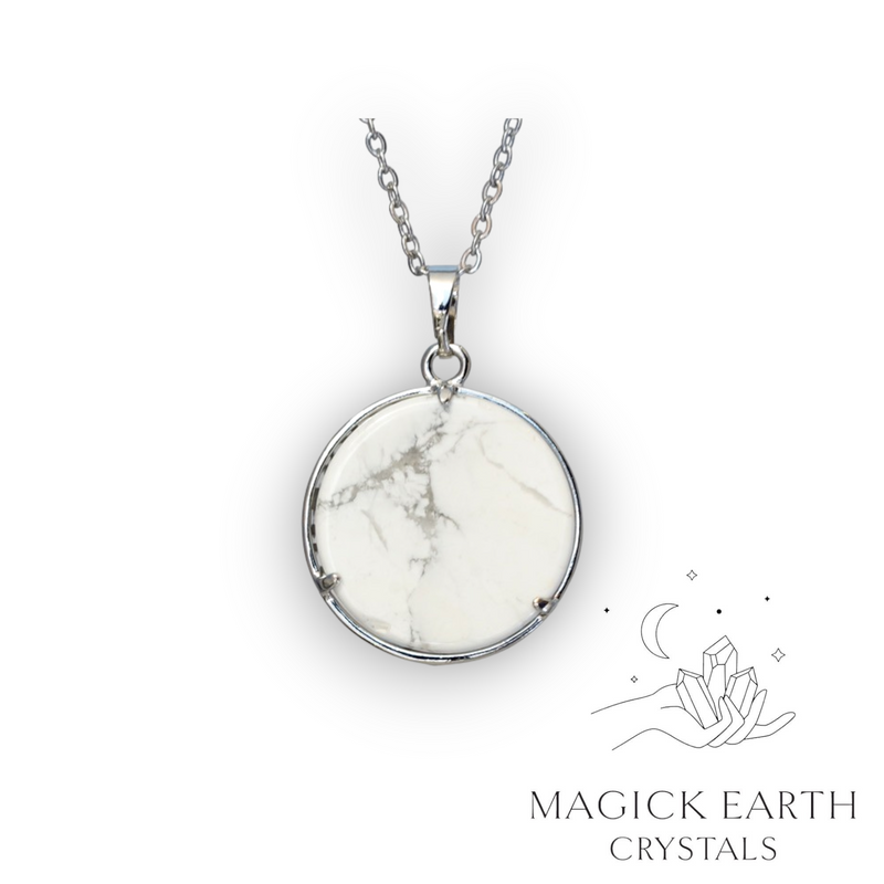 Howlite Tree of Life Pendant with Platinum Finish Back View