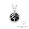 Obsidian Tree of Life Pendant with Platinum Finish Front View