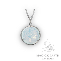 Opalite Tree of Life Pendant with Platinum Finish Back View