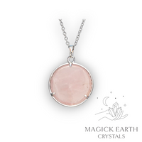 Rose Quartz Tree of Life Pendant with Platinum Finish Back View