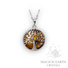 Tiger Eye Tree of Life Pendant with Platinum Finish Front View