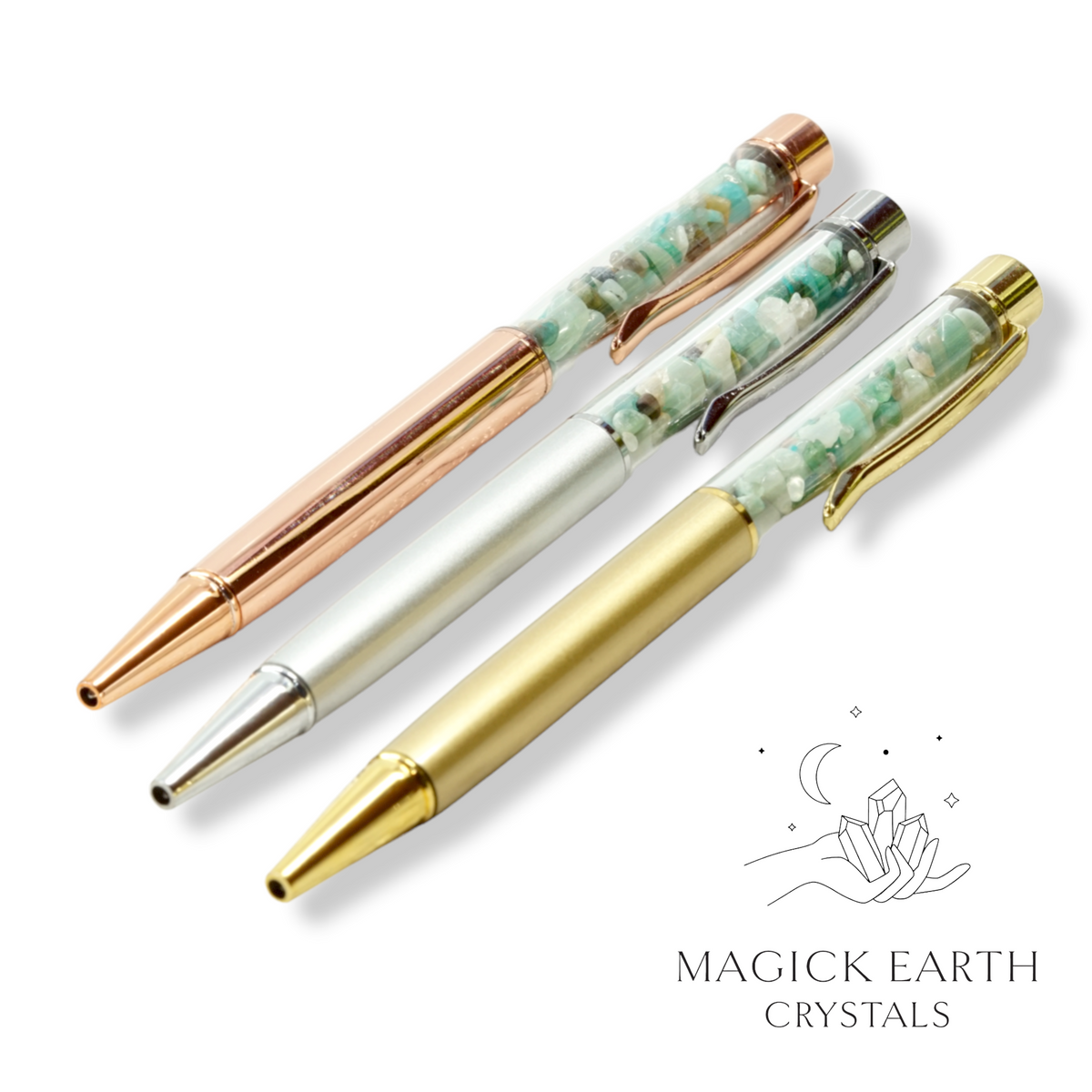 Natural Amazonite crystal chip pens view a