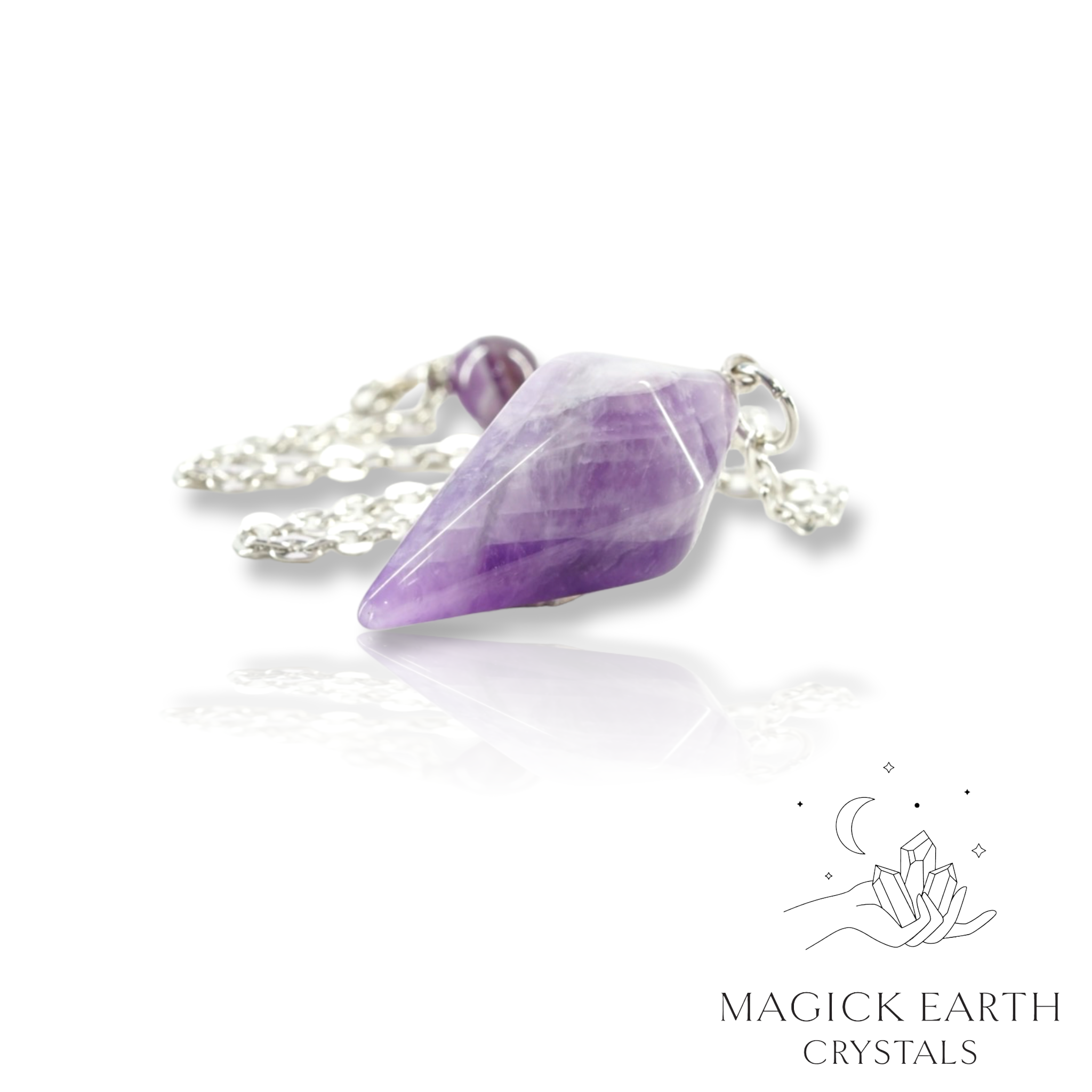 Natural Amethyst crystal apex pendulum  