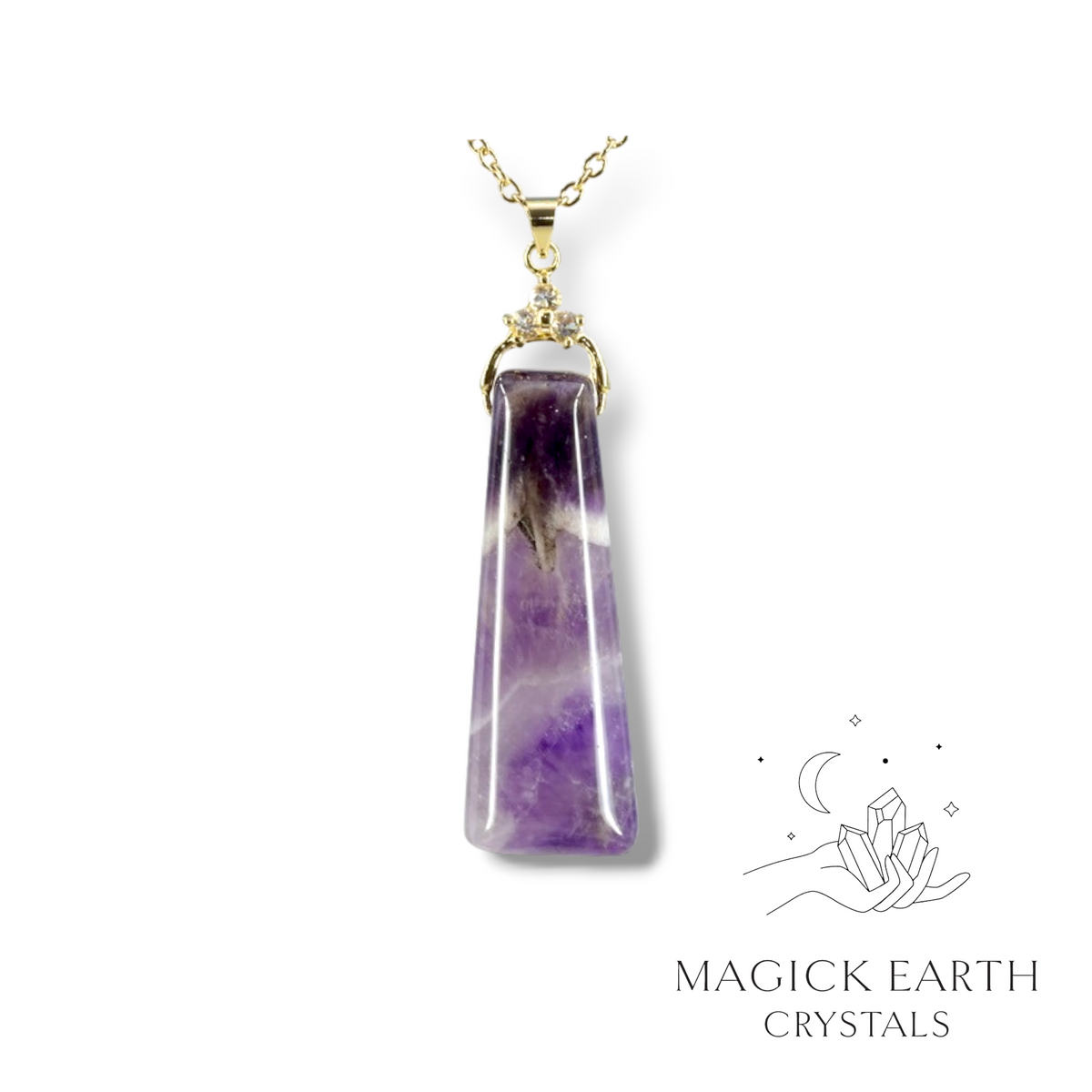  Natural Amethyst crystal tapered pendant view a