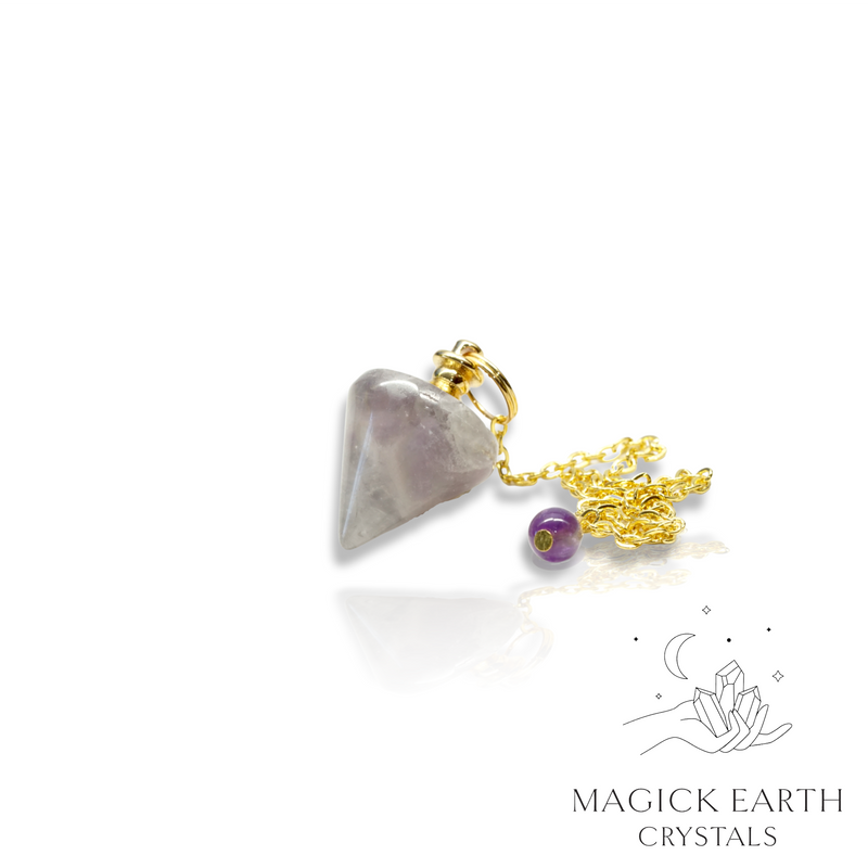Amethyst Light Pinnacle Pendulum with gold finish for Sacred Stillness