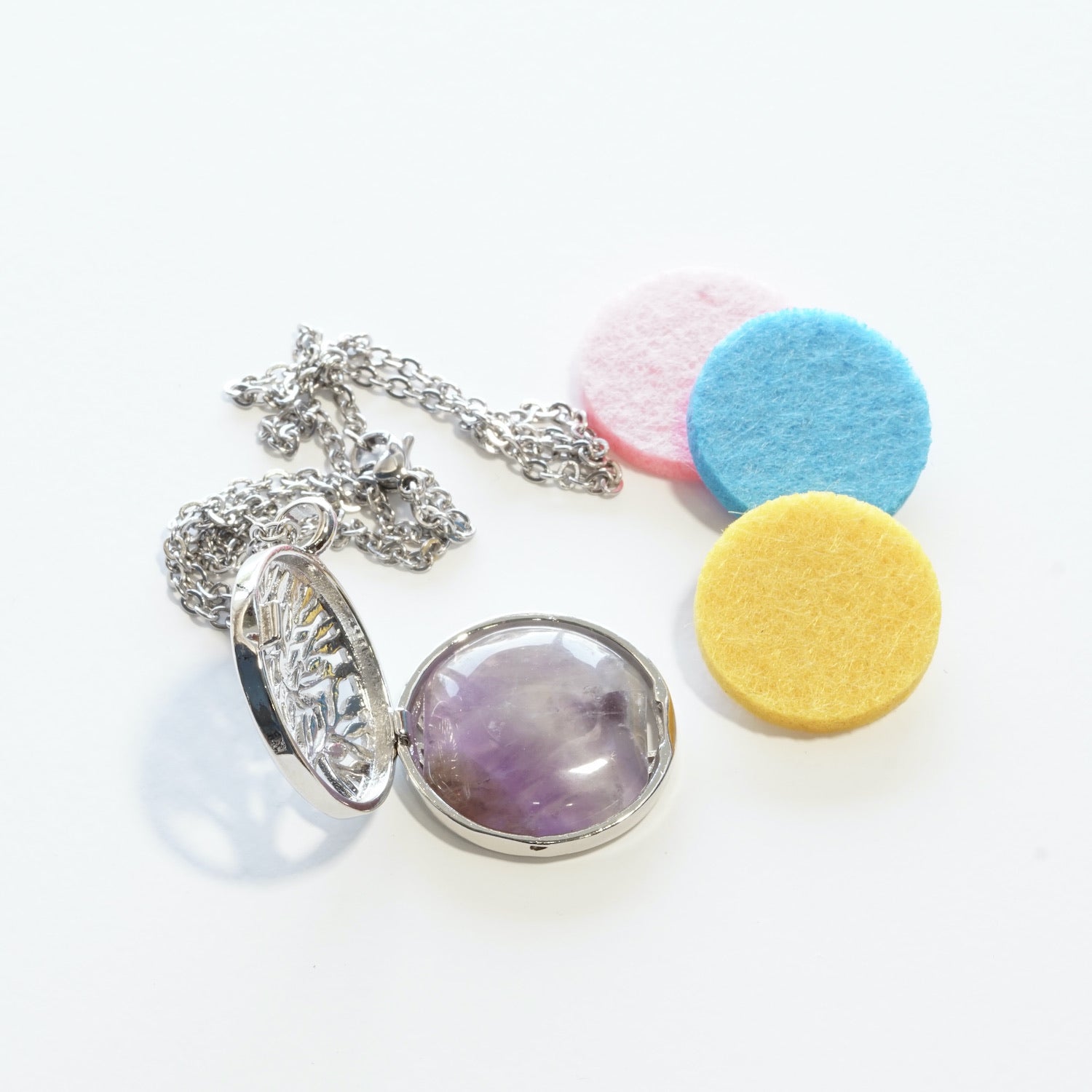 Natural Amethyst tree of life diffuser pendant view c