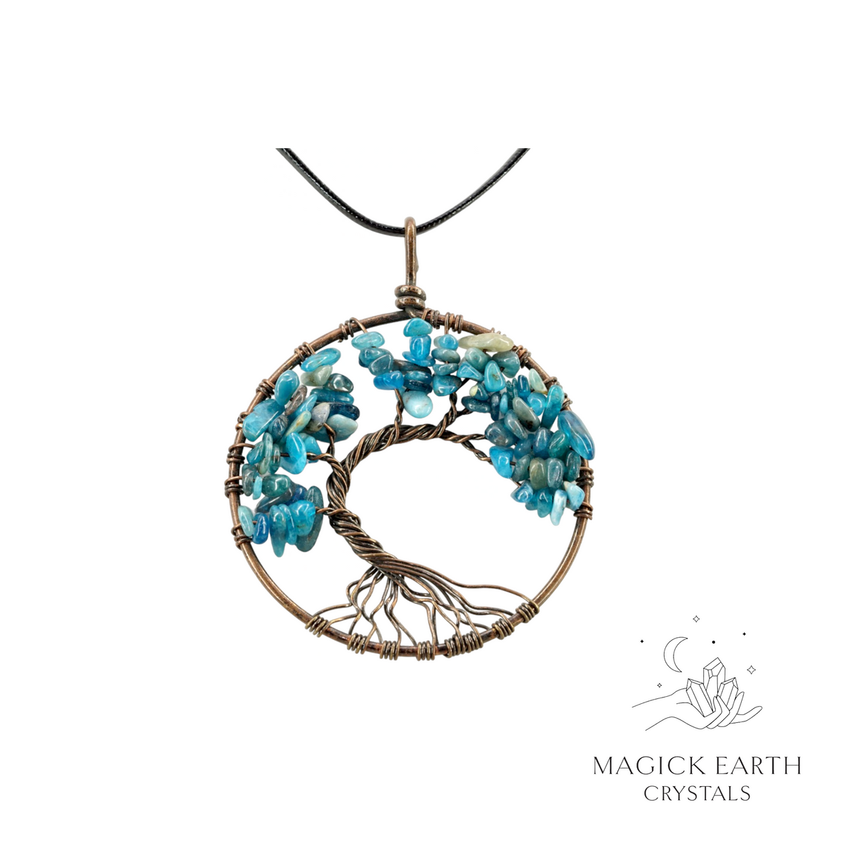 Natural Apatite tree of life chip pendant  