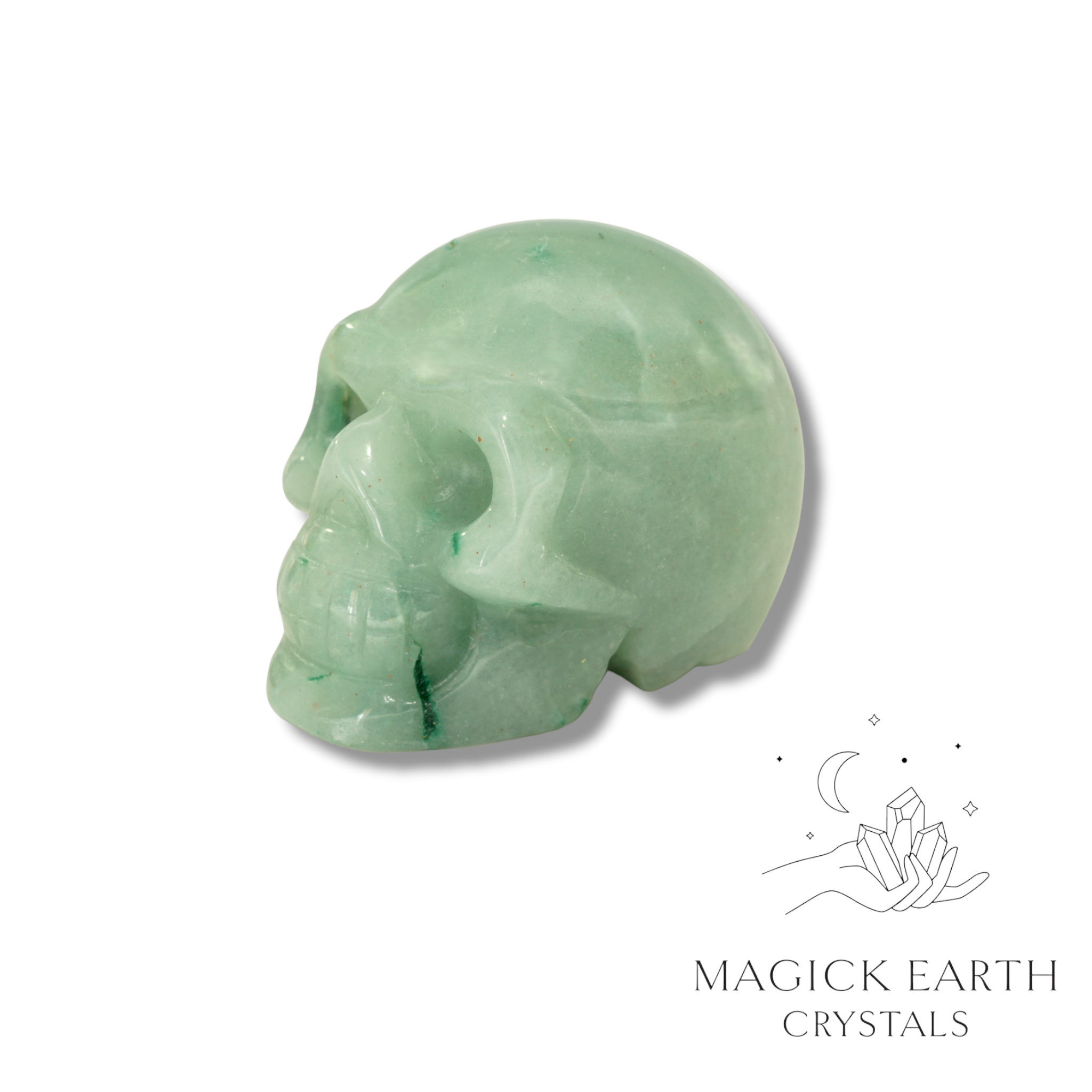 Aventurine Carved Skull left view