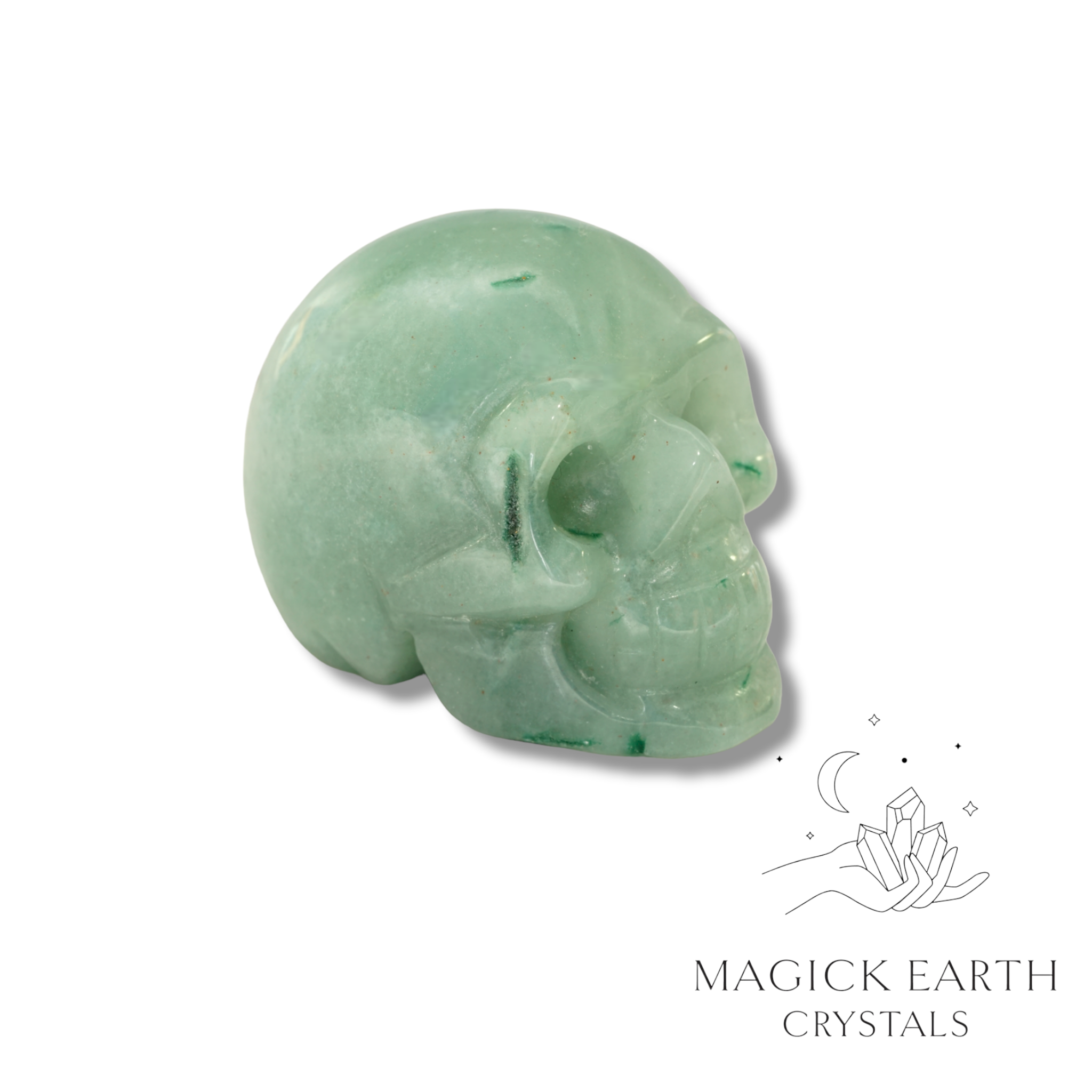 Aventurine Carved Skull right view