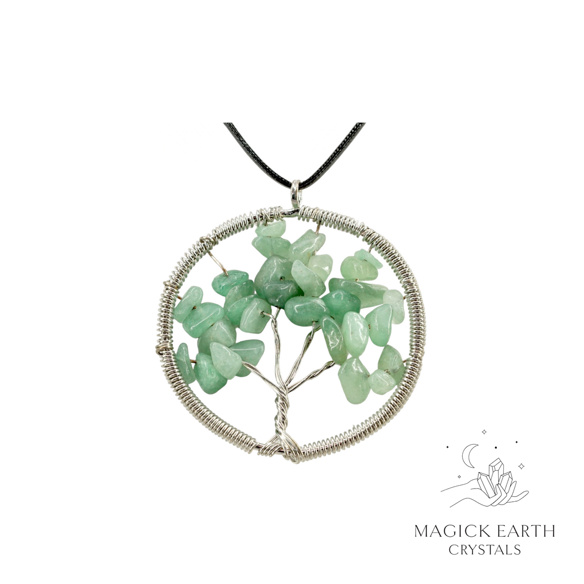Natural Aventurine tree of life chip pendant 55mm view a