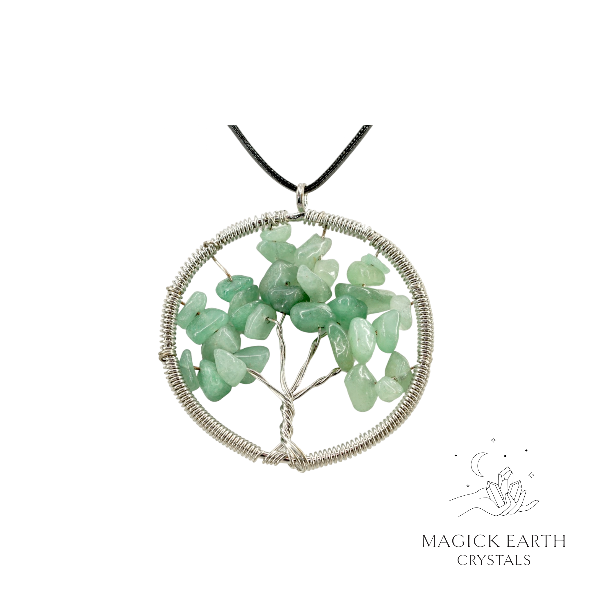 Natural Aventurine tree of life chip pendant 55mm view a