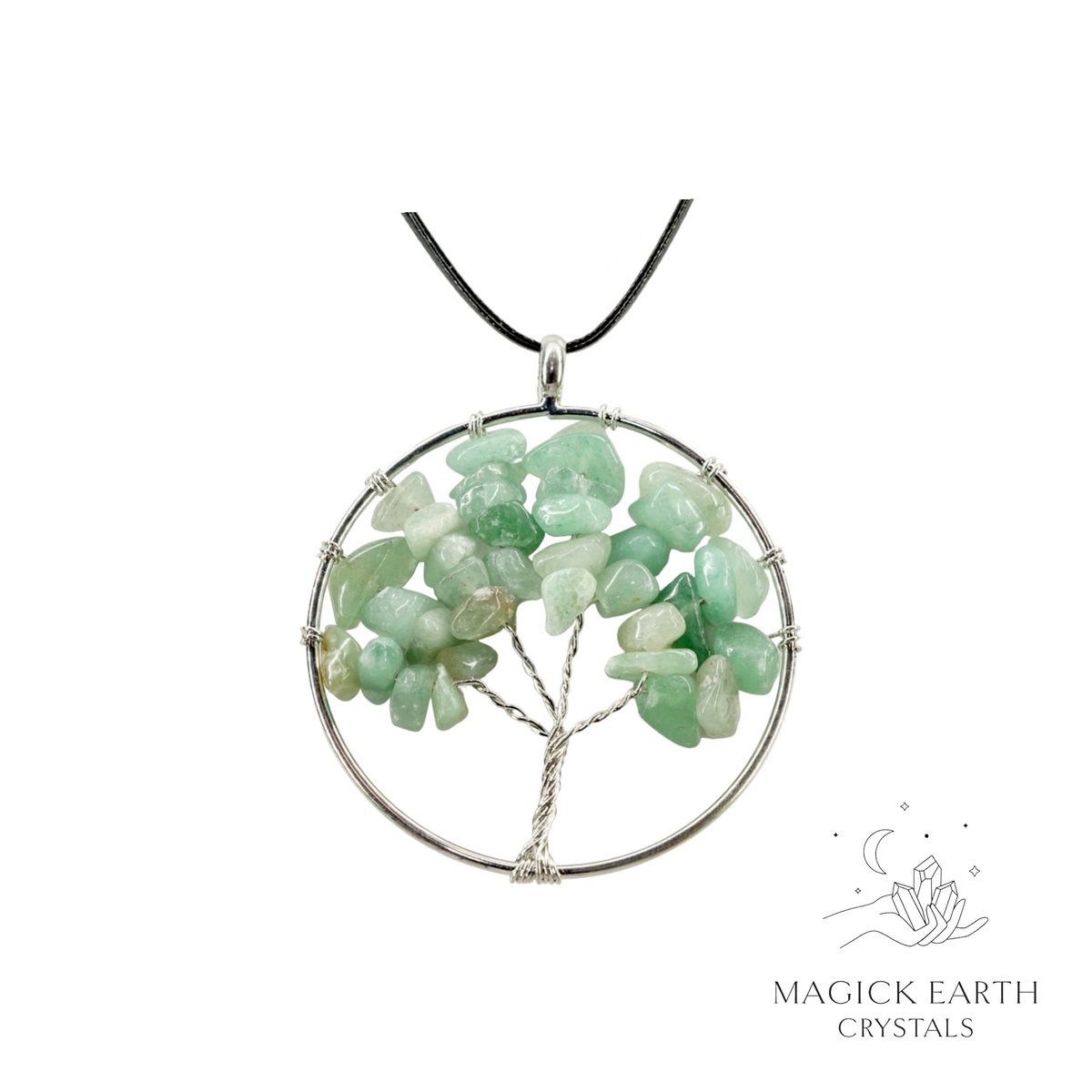 Natural Aventurine tree of life chip pendant 55mm view b