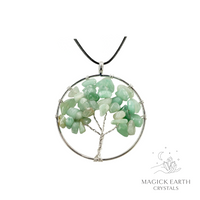 Natural Aventurine tree of life chip pendant 55mm view b