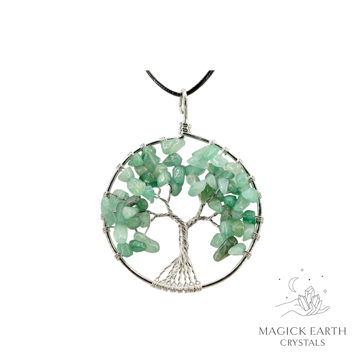 Natural Aventurine tree of life chip pendant view a