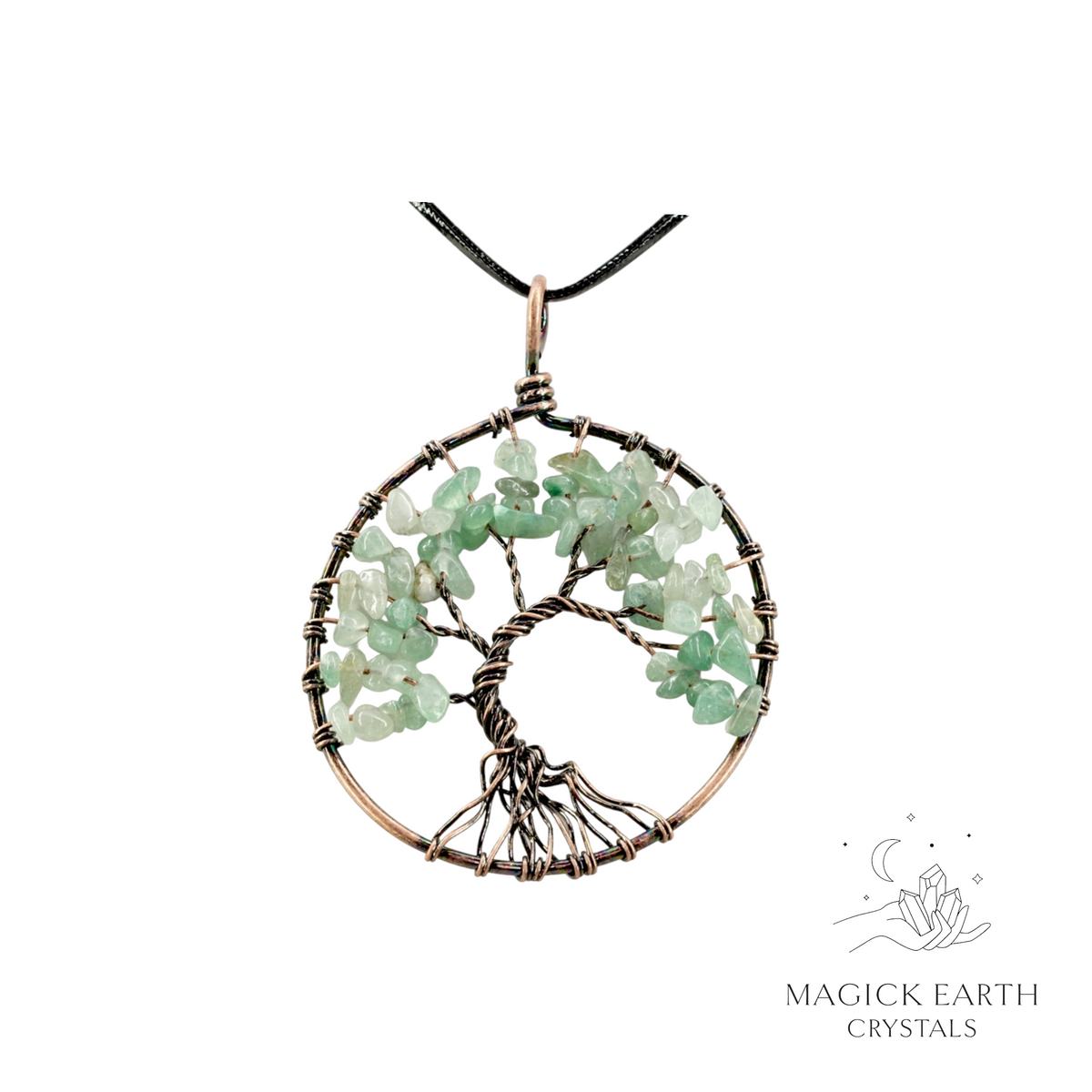 Natural Aventurine tree of life chip pendant view b