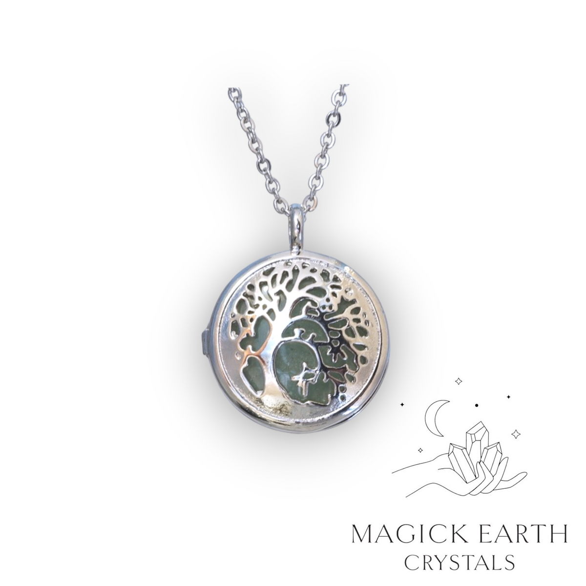 Natural Aventurine tree of life diffuser pendant view a