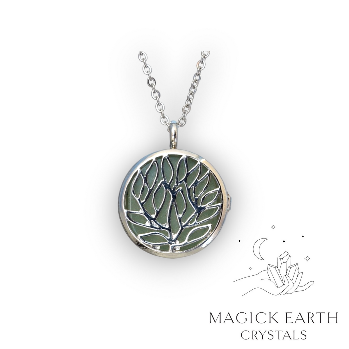 Natural Aventurine tree of life diffuser pendant view b
