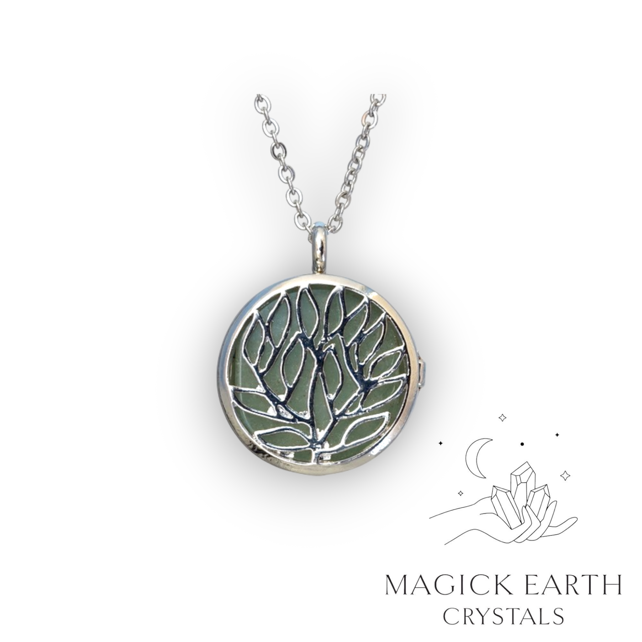 Natural Aventurine tree of life diffuser pendant view b