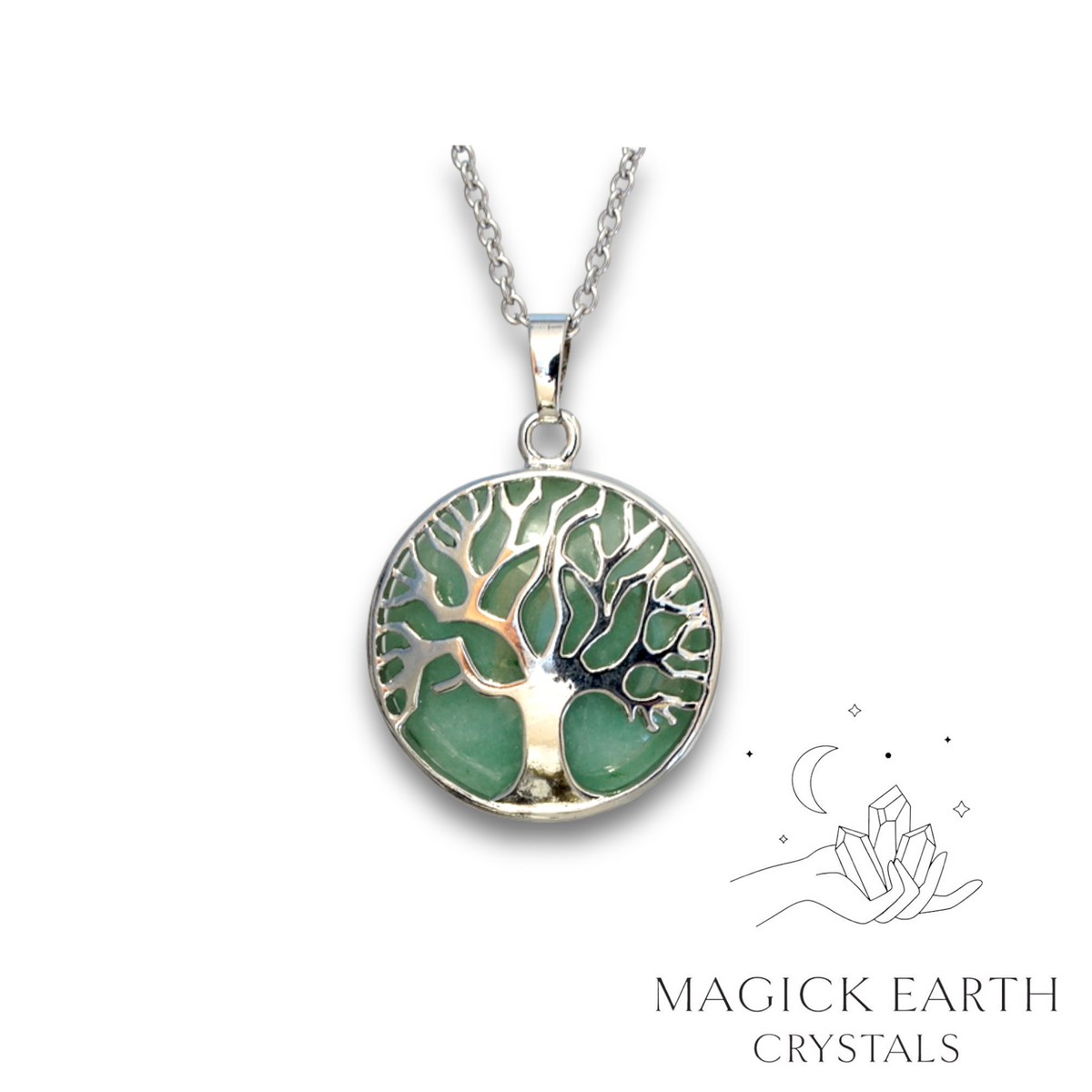 Natural Aventurine tree of life pendant view a