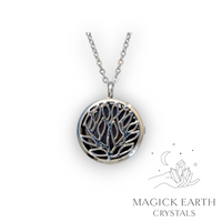 Black Agate tree of life diffuser pendant view b