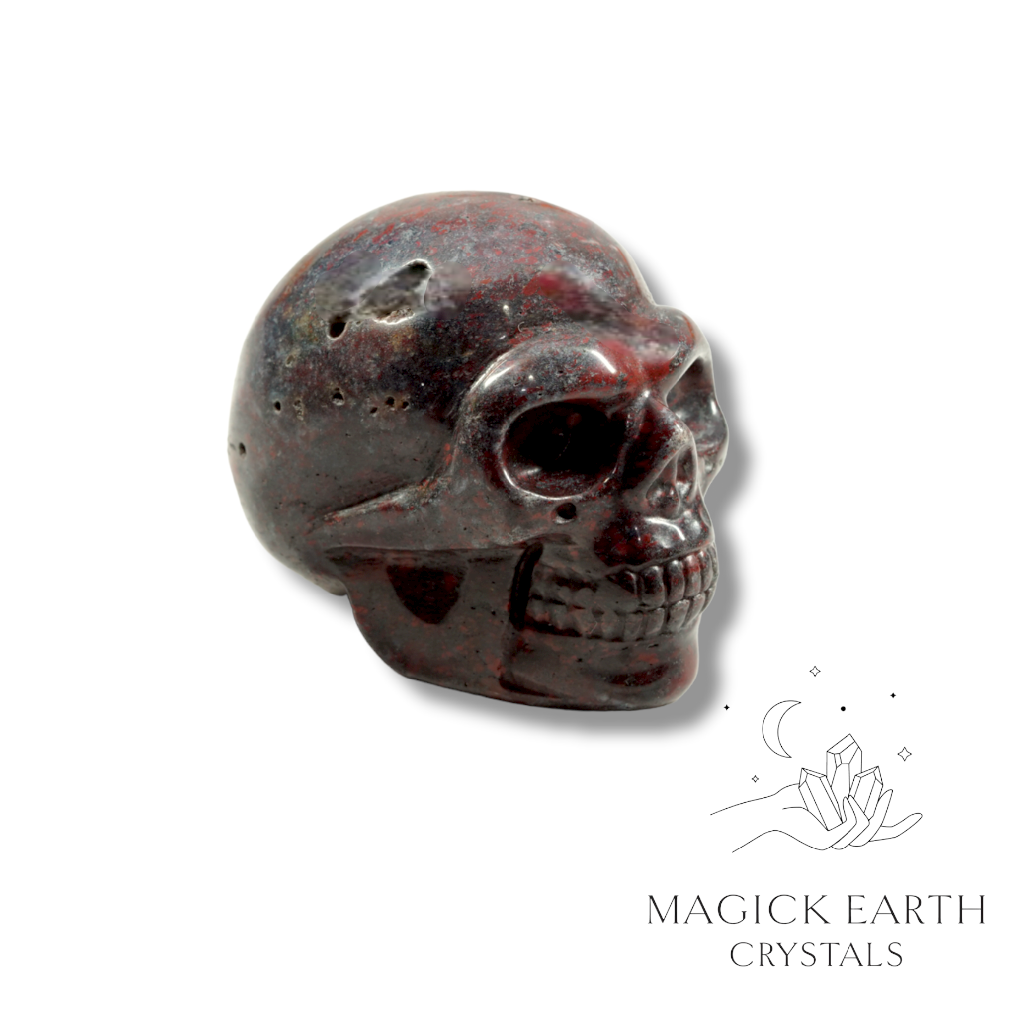 Bloodstone Carved Skull right view
