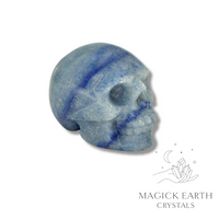 Natural Blue Aventurine crystal skull view a