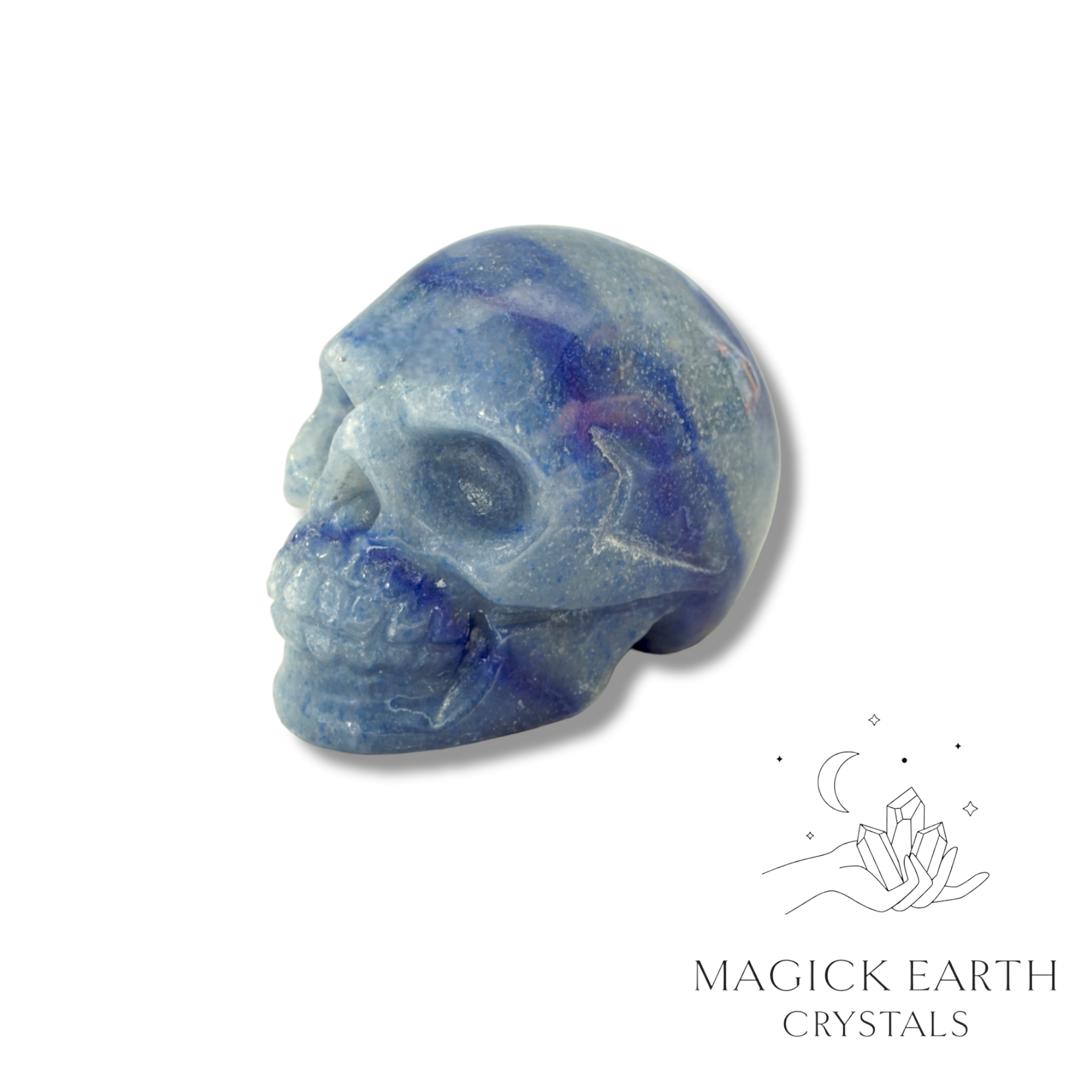 Natural Blue Aventurine crystal skull view b