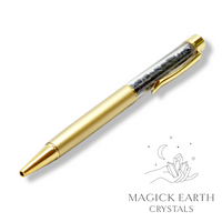 Natural Blue Goldstone crystal chip pen view b