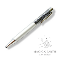 Natural Blue Goldstone crystal chip pen view c