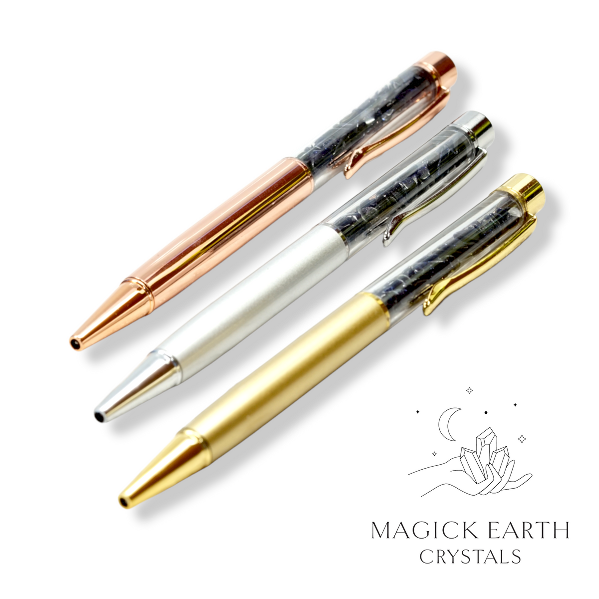 Natural Blue Goldstone crystal chip pens view a