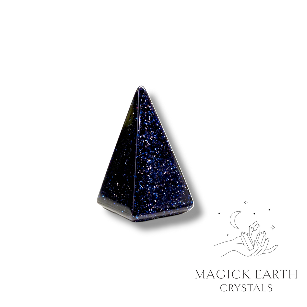  Blue Goldstone crystal mini pyramid tall