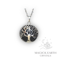 Natural Blue Goldstone tree of life pendant view a