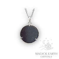 Natural Blue Goldstone tree of life pendant view b