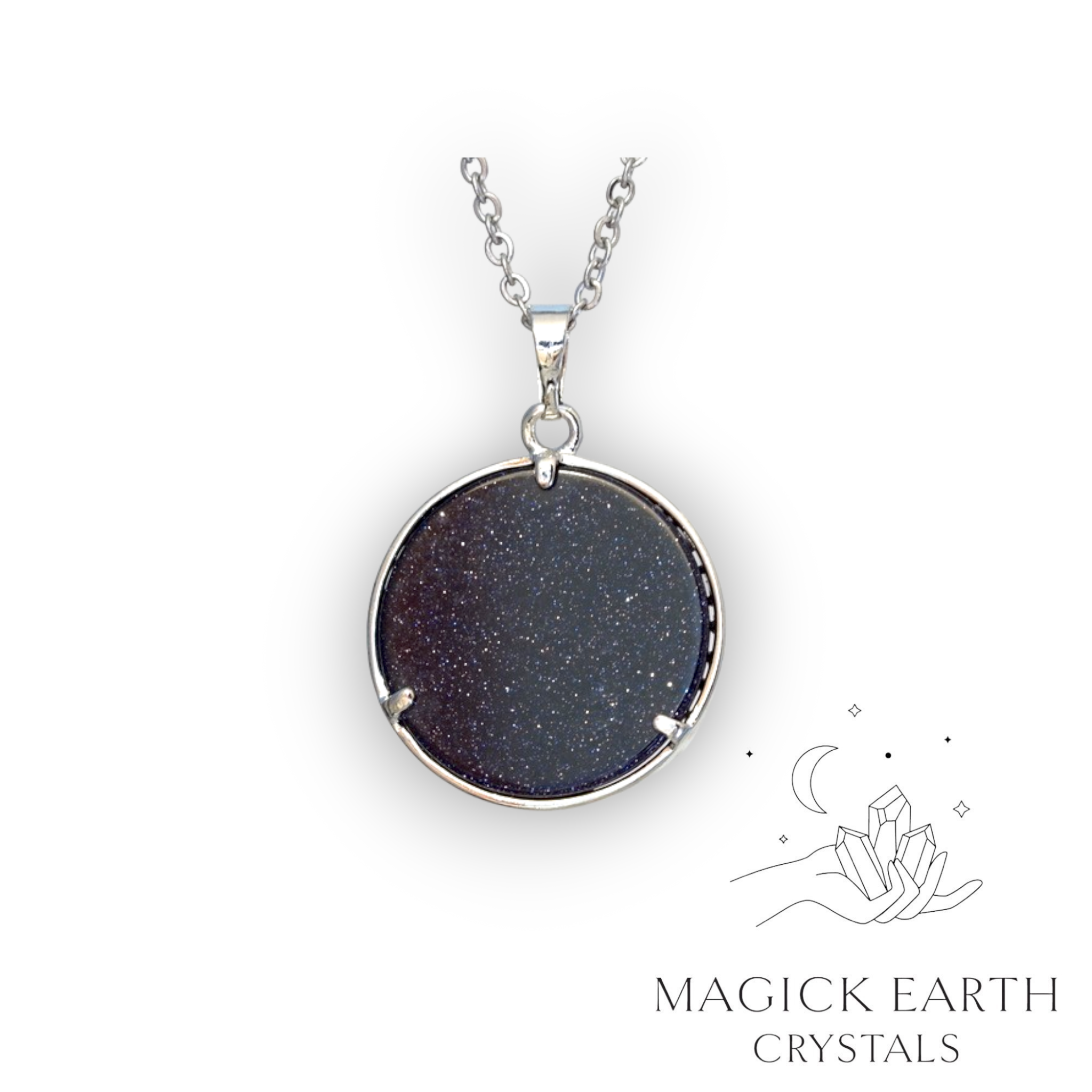 Natural Blue Goldstone tree of life pendant view b