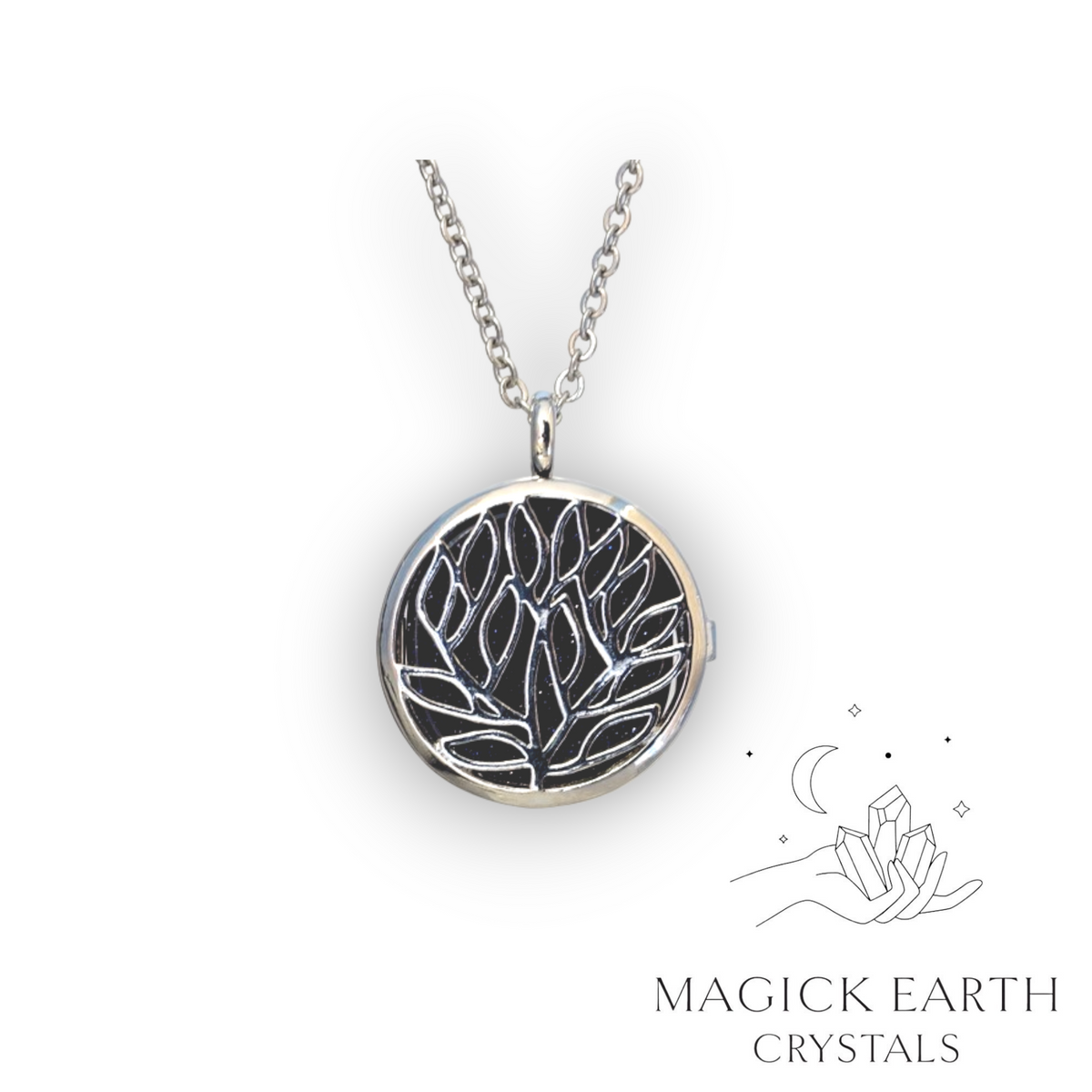 Blue Goldstone triskele diffuser pendant view b