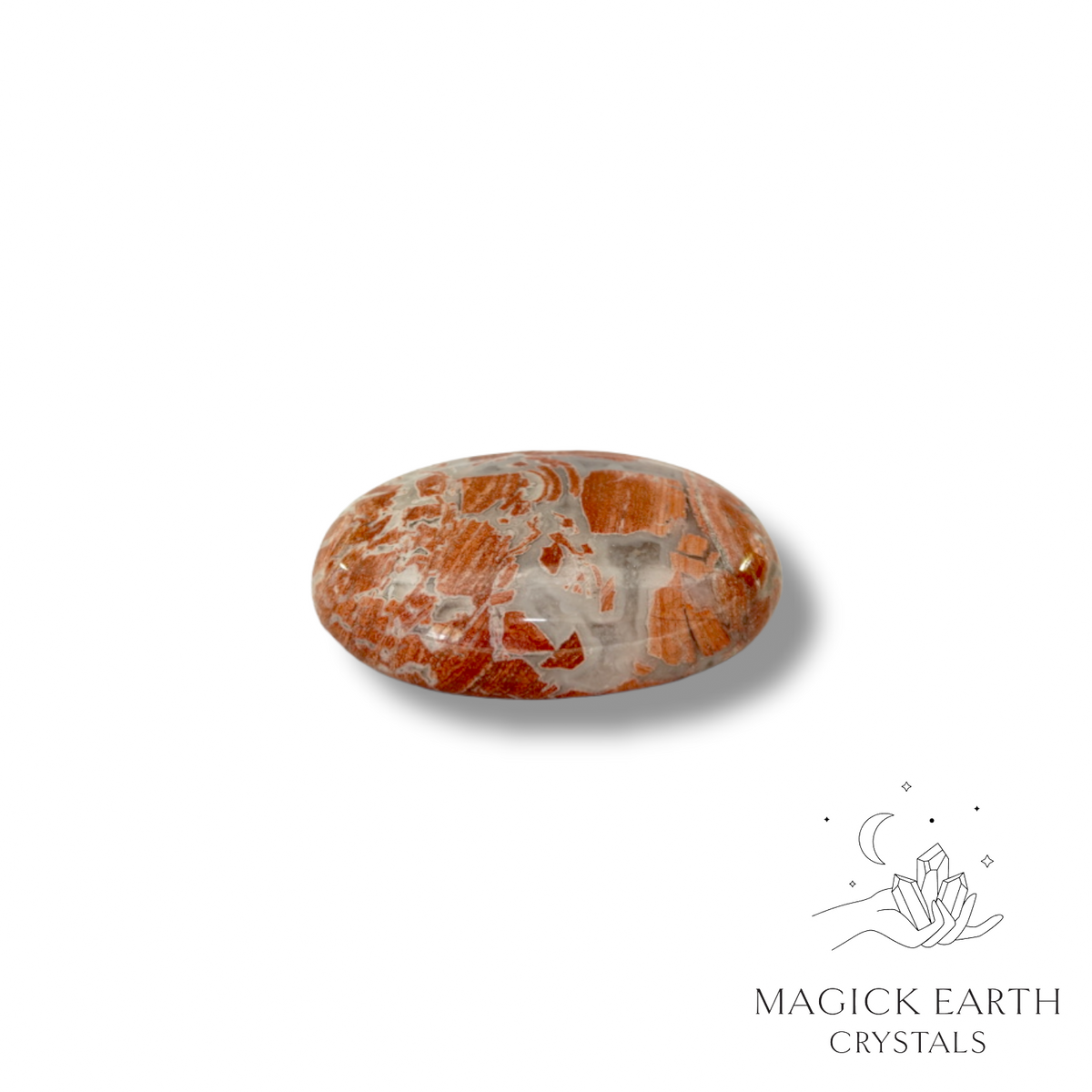 Natural Brecciated Jasper crystal smooth oval thumb stone view a