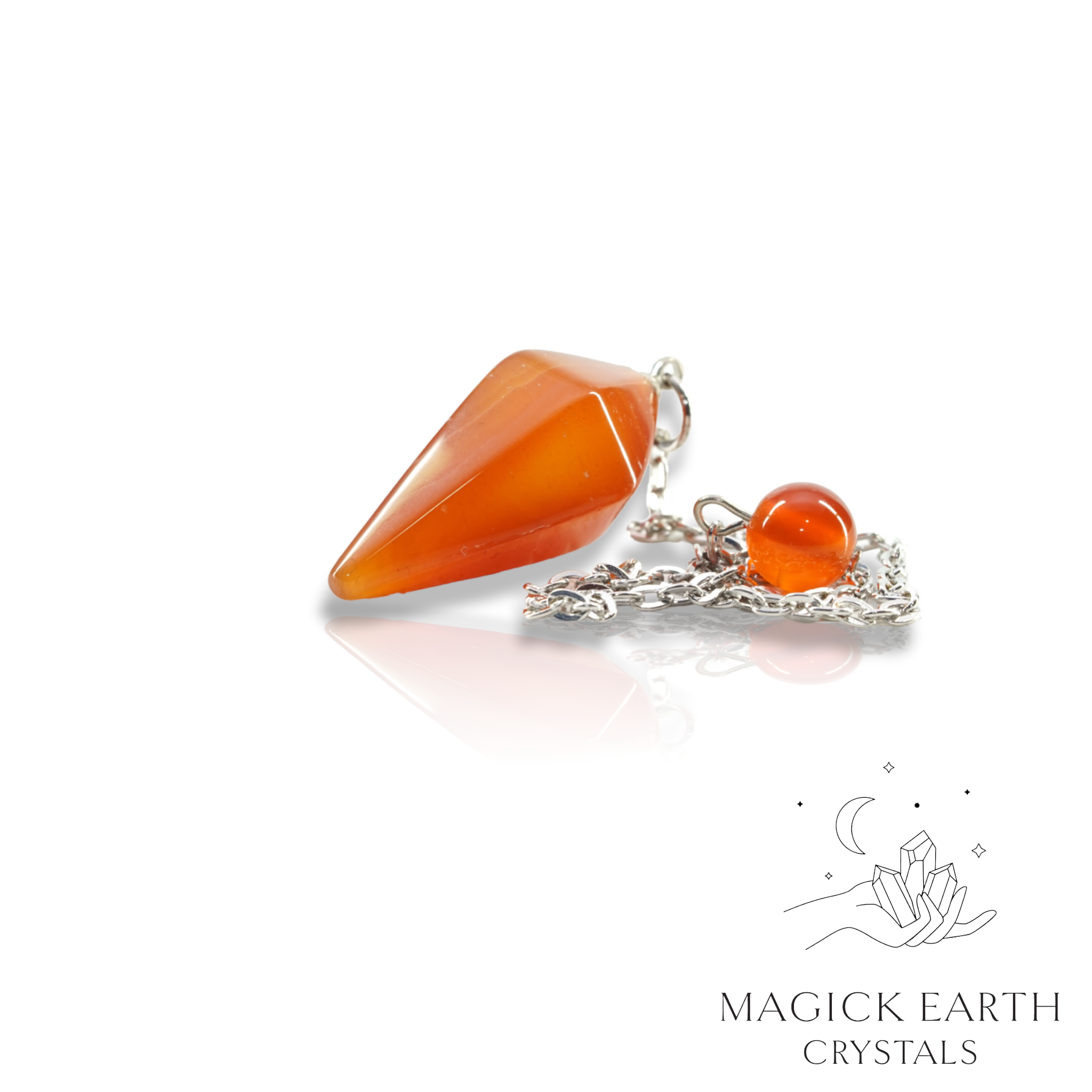 Natural Carnelian crystal apex pendulum  