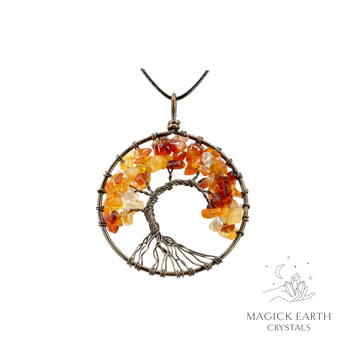 Natural Carnelian tree of life chip pendant