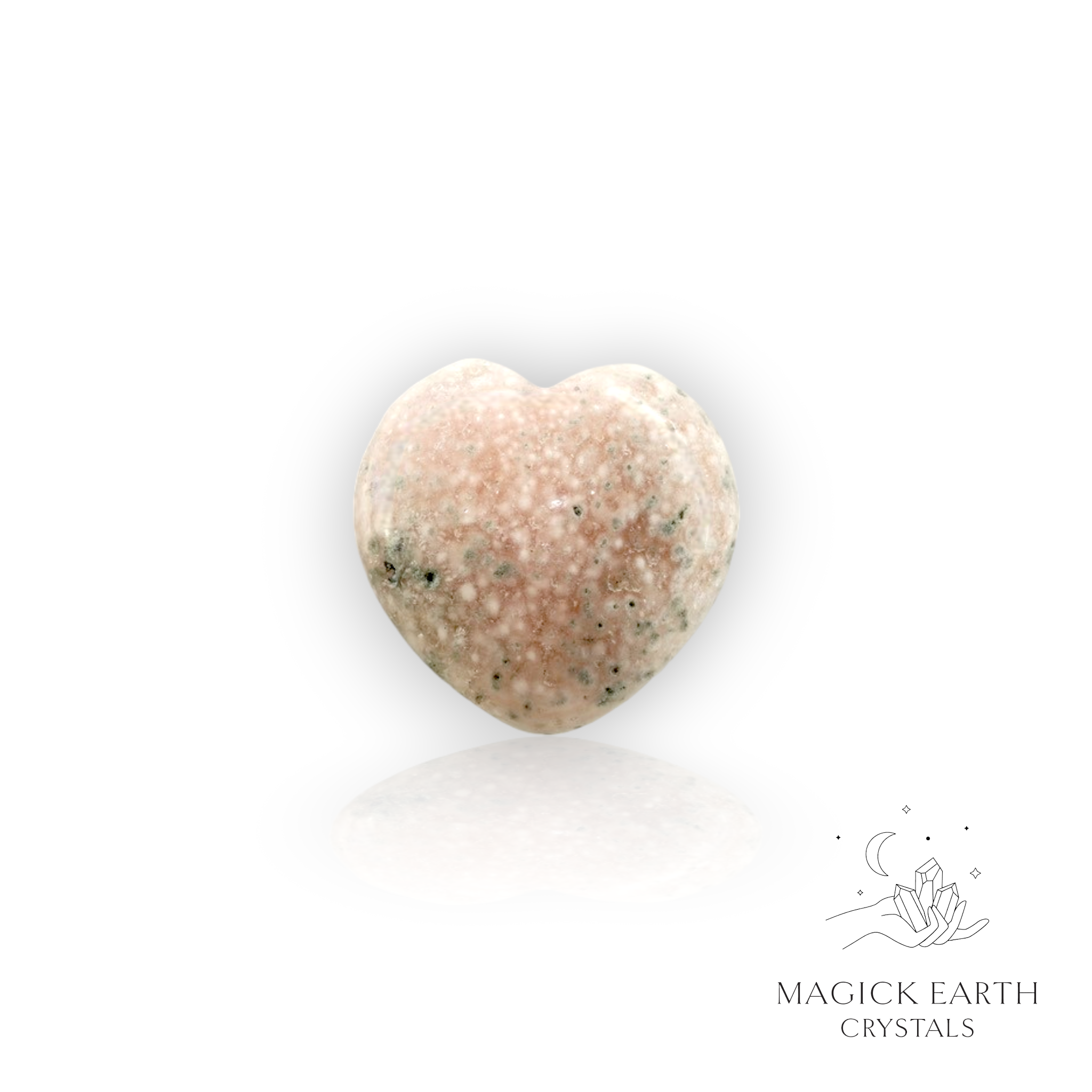 Natural Cherry Blossom Agate crystal heart 30mm view b