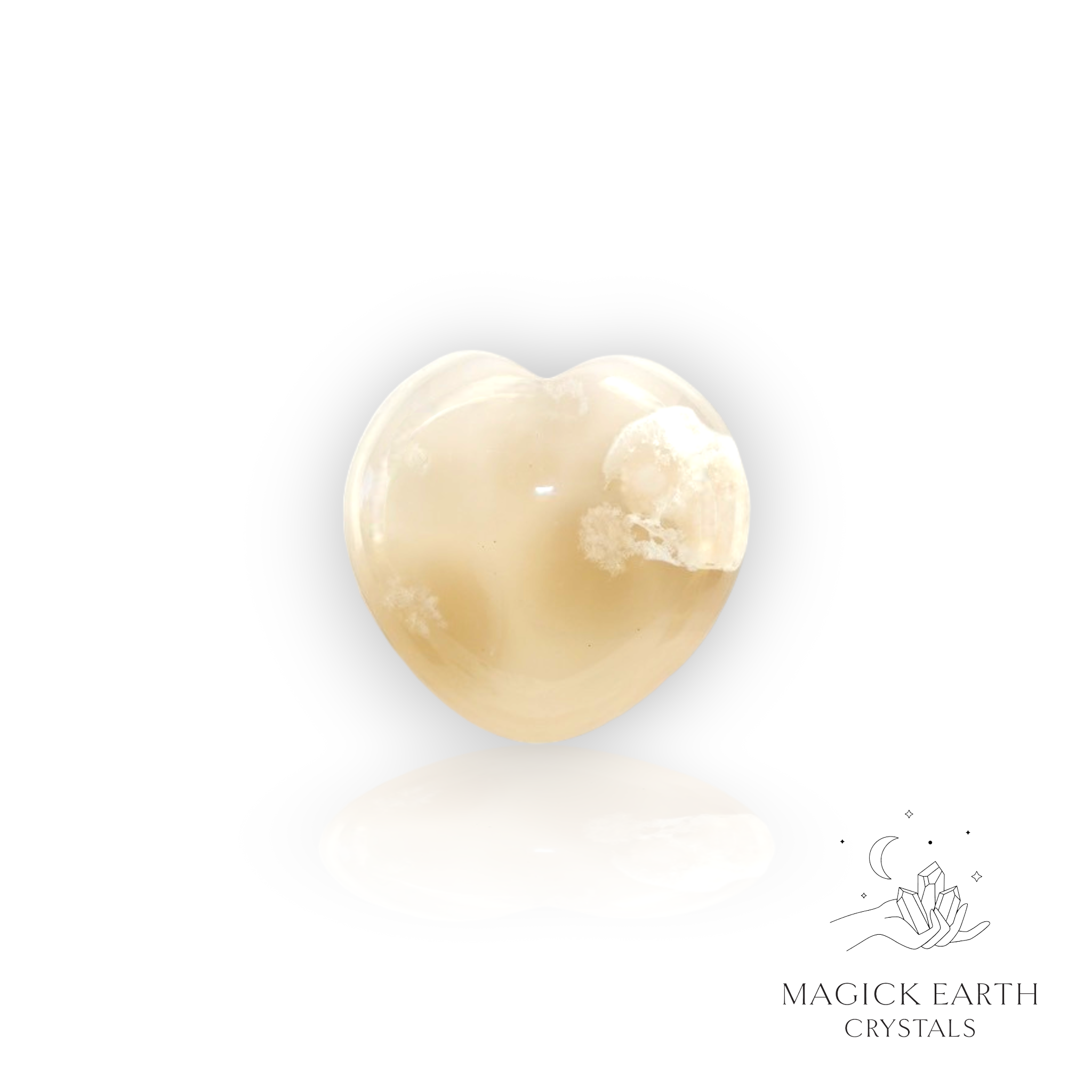 Natural Cherry Blossom Agate crystal heart 30mm view c