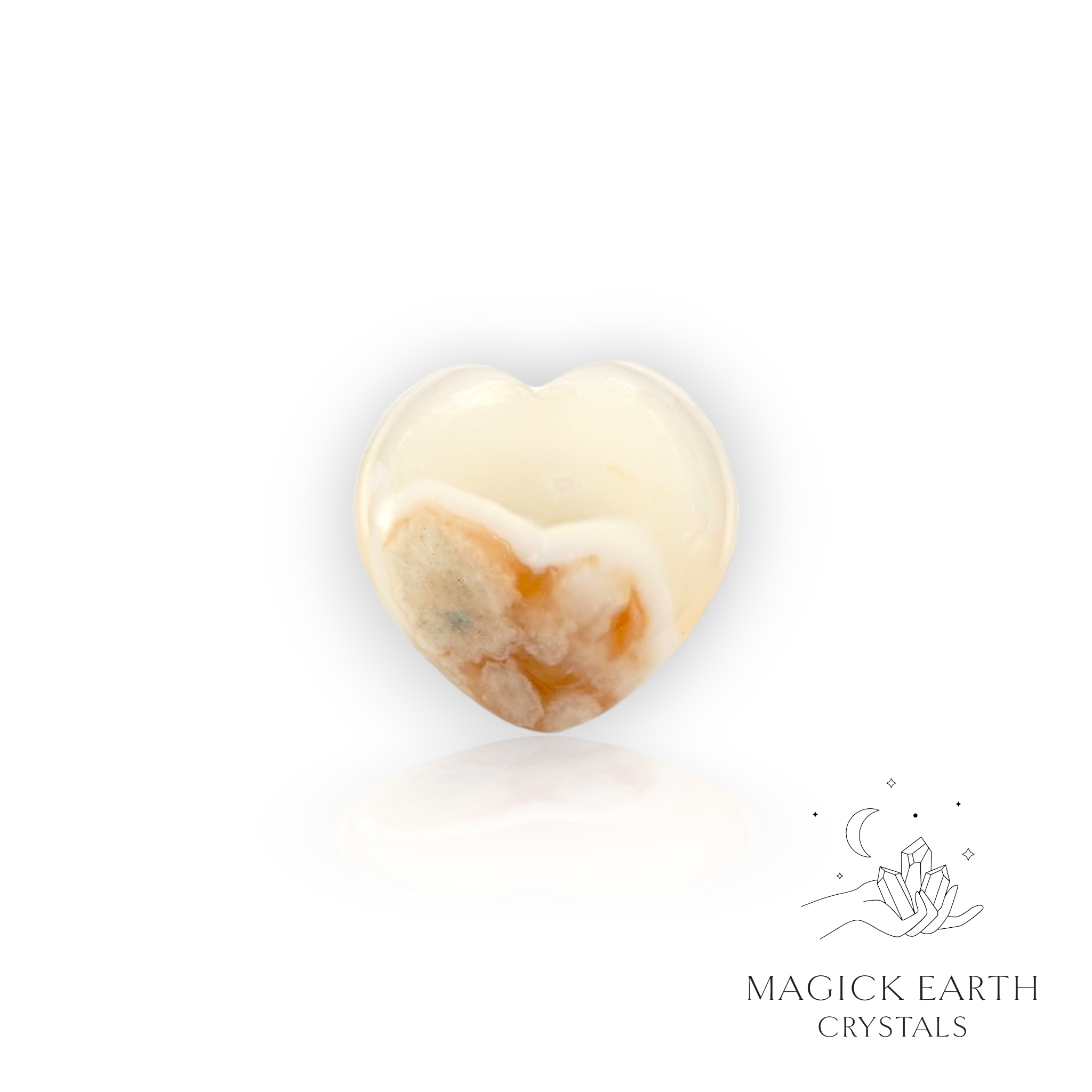 Natural Cherry Blossom Agate crystal heart 30mm view e