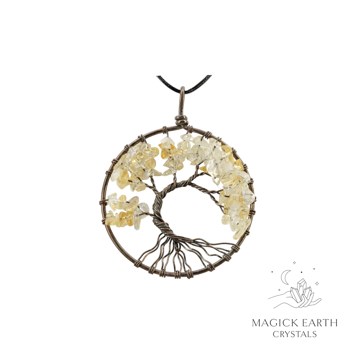 Natural Citrine tree of life chip pendant view a
